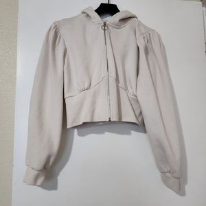 White Cropped Hoodie from reflex